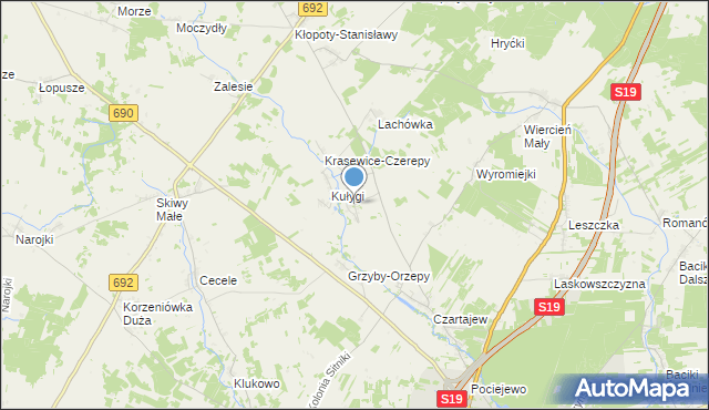 mapa Krasewice Stare, Krasewice Stare na mapie Targeo